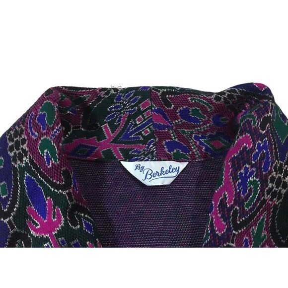 Vintage Womens Blazer Soft Shell Light Jacket Cropped Damask Pattern Medium M - Picture 7 of 14